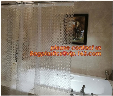 TRANSPARANTE CIRKELlijnen, het TRANSPARANTE, gordijn van de polyesterdouche en van het de douanebad van de aanpassingsmat waterdichte de badkamersdouche