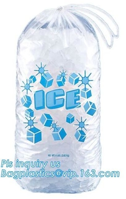 Ldpe beschikbaar Plastiek die 10 Pond-ijszakken, Opnieuw te gebruiken van de het Voedselrang van FDA Veilige het Ijszak van Drawstring Plastic, Op zwaar werk berekend C drawstring