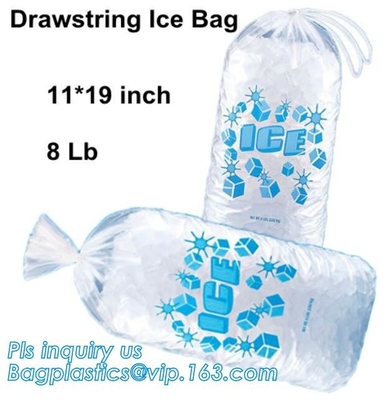 Ldpe beschikbaar Plastiek die 10 Pond-ijszakken, Opnieuw te gebruiken van de het Voedselrang van FDA Veilige het Ijszak van Drawstring Plastic, Op zwaar werk berekend C drawstring
