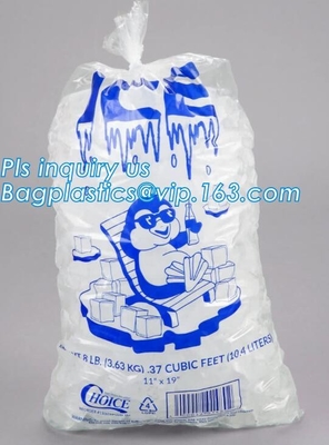 De COMPOSTEERBARE aangepaste ijszak met het drawstring, het Ijszak van Wicket van het Voedsel Industriële Gebruik Plastic, ijszak op broodje, Ijs doet wi in zakken