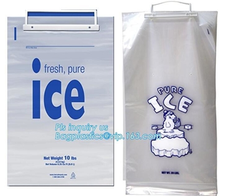 De Leveranciersldpe van China zeer Sterke Plastic Ijszak met Drawstring, lekvrije ijs koelere zak, op zwaar werk berekende plastic ijszak w