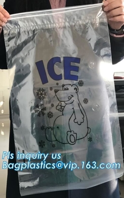 De Leveranciersldpe van China zeer Sterke Plastic Ijszak met Drawstring, lekvrije ijs koelere zak, op zwaar werk berekende plastic ijszak w
