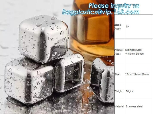 Aangepaste het ijsblokjesteen van de roestvrij staalwhisky, Mini Stainless Steel Ice Cube-de groothandel van de Whiskysteen, bagease, pac