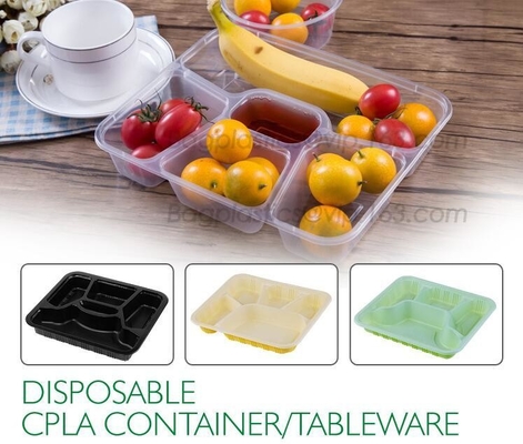 Het beschikbare maïszetmeel plateert de biologisch afbreekbare container van het maïszetmeelvoedsel, Beschikbare PLA die Verdeeld Lunchdienblad dienen