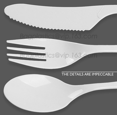 biologisch afbreekbare en composteerbare PLA-bestekreeks, de reeks van het voedselbestek, biologisch afbreekbare de vorklepel van het bestekmes