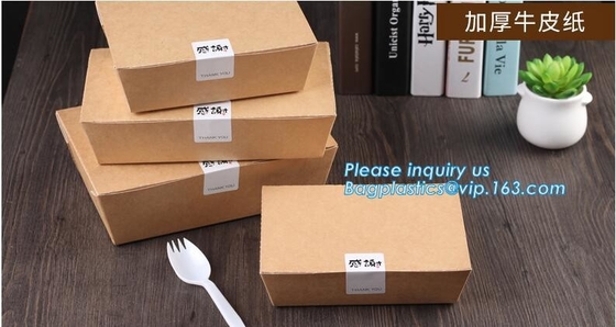 het document van douanekraftpapier van de de cakegift van het lunchvoedsel drukte het verpakkende vakje met deksel, Beschikbare douane kraftpapier-document grote snel voedselpacka