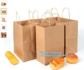 Van de het voedselrang van de douane bruine bakkerij het document van het broodkraftpapier verpakkende zak met handvatten, Verpakkings van brooddocument Zakken voor In het groot pak