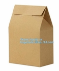 het document van baguette bruine kraftpapier zak met duidelijke het document van het venster Franse brood zakken, Gedrukt Logo Flat Bottom Box Shape Plastic Kraf