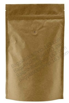 100% de voedselrang paste Rekupereerbare Eco-Ritssluiting Acht Kant aan Verzegelde Biologisch afbreekbare Document Zak voor Voedselverpakking, Bruin kraftpapier