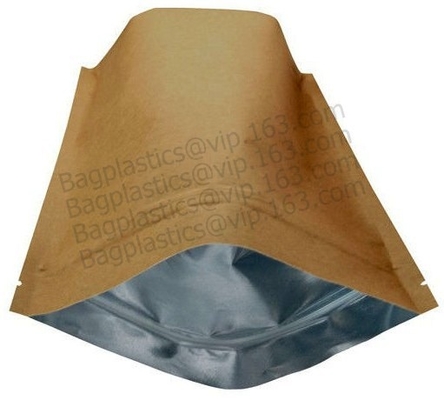 100% de voedselrang paste Rekupereerbare Eco-Ritssluiting Acht Kant aan Verzegelde Biologisch afbreekbare Document Zak voor Voedselverpakking, Bruin kraftpapier