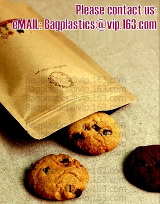 100% de voedselrang paste Rekupereerbare Eco-Ritssluiting Acht Kant aan Verzegelde Biologisch afbreekbare Document Zak voor Voedselverpakking, Bruin kraftpapier