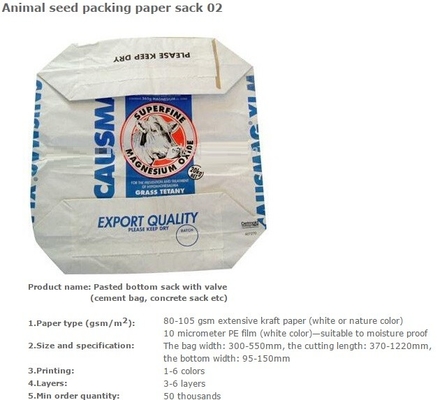 Het document van kraftpapier van de cementverpakking klepzak die met pp geweven stof, de Vierkante zakken/de zakken van de Bodem papier-Plastic samenstelling wordt gelamineerd