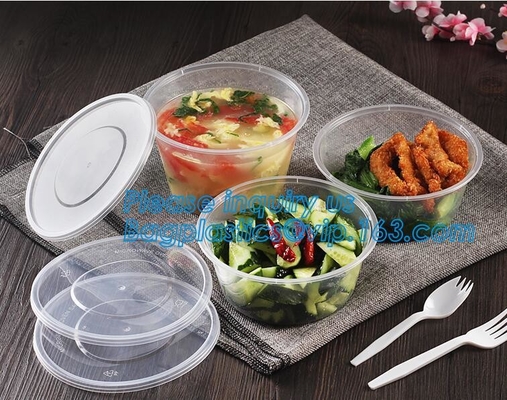 Goedkope van de de salade plastic kom van de Voedselrang beschikbare plastic de saladekom, Milieuvriendelijke witte plastic ronde het voedselcontainer nr van pp