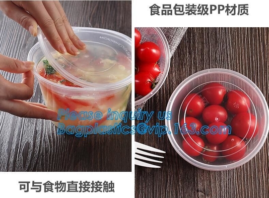 Goedkope van de de salade plastic kom van de Voedselrang beschikbare plastic de saladekom, Milieuvriendelijke witte plastic ronde het voedselcontainer nr van pp