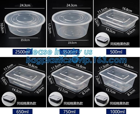 Goedkope van de de salade plastic kom van de Voedselrang beschikbare plastic de saladekom, Milieuvriendelijke witte plastic ronde het voedselcontainer nr van pp