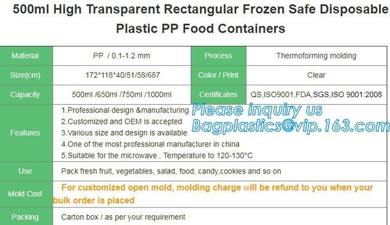 De luchtdichte Plastic van het de Versheidsbehoud van het Opslagvoedsel doos van de de Container Beschikbare plastic opslag, bpa vrije stapelbaar neemt aw