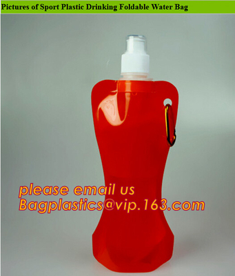500ml kan vouwend zak van het flessen de vouwbare water MET haak, Jonge geitjes Vouwbare het Drinken Fles/Opvouwbare Waterzak 16oz water geven pac