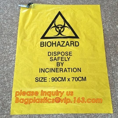 de op zwaar werk berekende rode medische vuilniszakken van het biohazardhuisvuil, PE Milieuvriendelijke biohazardvuilniszakken, Op zwaar werk berekende biohazard besmetten