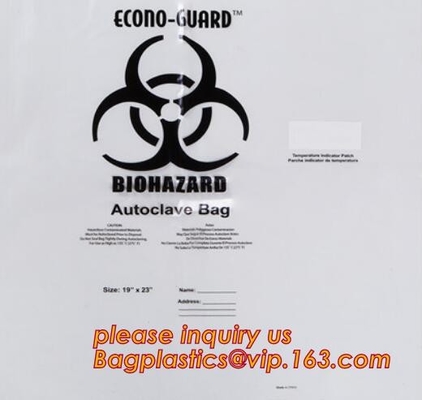 Duurzame plastic Biohazard-Zakken voor medisch afval, biohazard de polyzak van het specimenvervoer, gevaarlijk afval geel plastiek