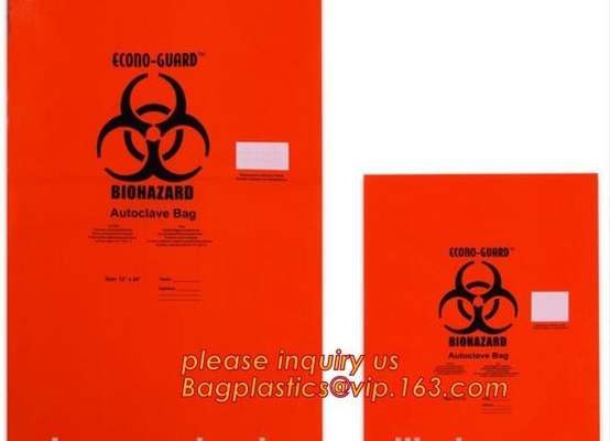 Duurzame plastic Biohazard-Zakken voor medisch afval, biohazard de polyzak van het specimenvervoer, gevaarlijk afval geel plastiek