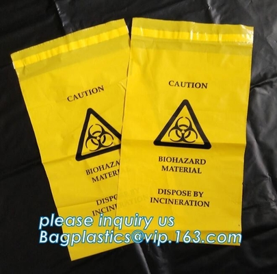HDPE plastic drawstring biohazard huisvuilafval, Op zwaar werk berekend veiligheidsplastiek biohazard, ENVELOPzakken, ENVELOP, ZELFverbinding