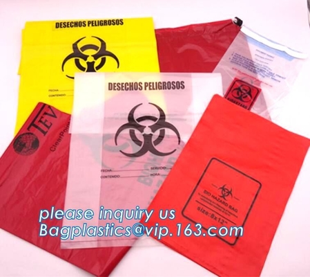 Autoclavable Biohazard-Zakken, Medische Afvalzakken, Zelfklevende Verzegelende het Afvalzakken van Bandbiohazard, bagplastics, bagease