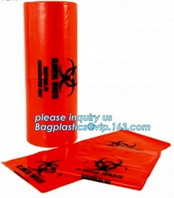 de gele/rode/zwarte zak van de biohazardautoclaaf/biohazard autoclavable bakvoering, biohazard plastic zakken, biohazard afvalzak, me