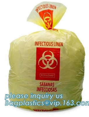 Trek het huisvuil/de vuilniszak van koordbiohazard voor infecciosas/het ziekenhuisgebruik, biohazardous afvalzak, bagplastics, bagease, pac
