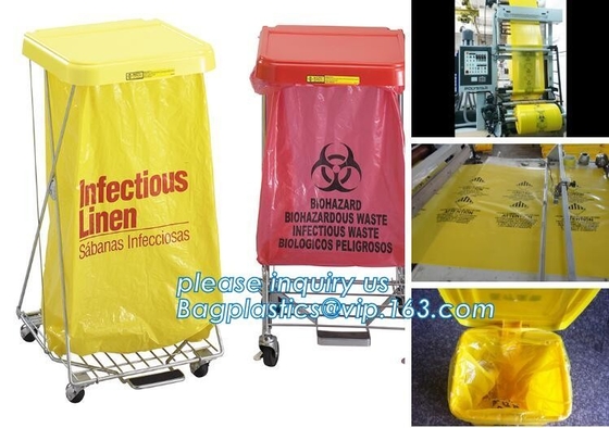Trek het huisvuil/de vuilniszak van koordbiohazard voor infecciosas/het ziekenhuisgebruik, biohazardous afvalzak, bagplastics, bagease, pac