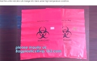 Rode zak, de gele medische zak van het biohazardafval, het ziekenhuis biohazard medisch afval, autoclavable besmettelijke afval polyzak