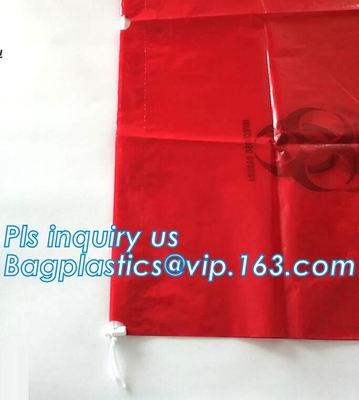 Hdpe/ldpe Drawstring Type het Afvalvuilniszak van Biohazard, de drawstring biohazard zak van het huisvuilafval, BAGPLASTICS, BAGEASE PAC