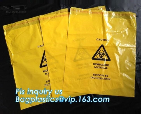 het zelfafval van verbindings zelfklevende biohazard doet klinische resealable gevaarlijke verwijderingszak in zakken, die het Afvalzakken verzegelen van Bandbiohazard
