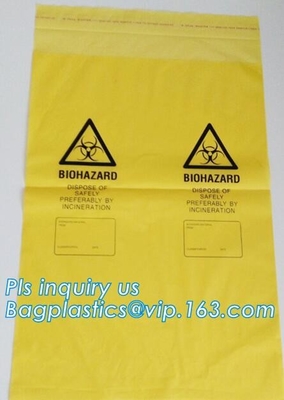 het zelfafval van verbindings zelfklevende biohazard doet klinische resealable gevaarlijke verwijderingszak in zakken, die het Afvalzakken verzegelen van Bandbiohazard