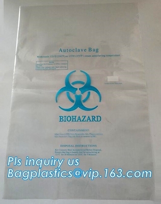 De besmettelijke Zak van Noodsituatie Autoclavable Biohazard op het Etiket van de Broodjeswaarschuwing/Sterilisatie de Behoeften van de Indicatorgezondheid