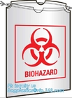 Biohazard de kringloop gekleurde afvalvuilniszak op broodje, Kleurrijke biohazardzakken, medisch afval kleurde doet biohazard garba in zakken