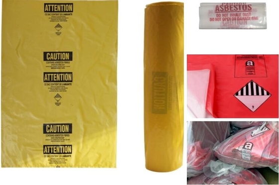 De gele de Verwijdering en de Begrafeniszakken van de Asbestverwijdering, fabrikantenlevering passen gele kleuren plastic Zak voor verpakking aan asb