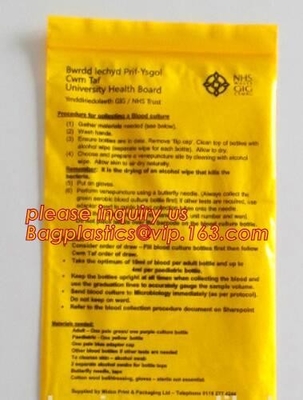 6x9 van de de kangoeroezak van het laboratoriumk specimen de medische reclosable plastic zak biohazard, Biohazard-de zak van het Specimenvervoer, bageas