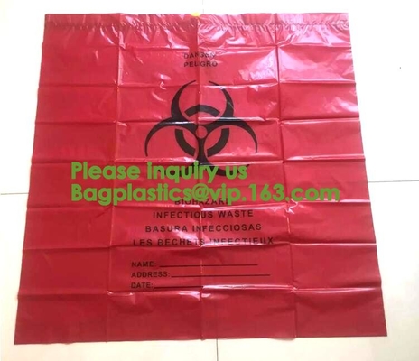 Biologisch afbreekbare Dtrawstring Biohazard doet Medische drawtape, Biologische Gevaarzak, Gele Biohazard-Zak in zakken - Biogevaarafval