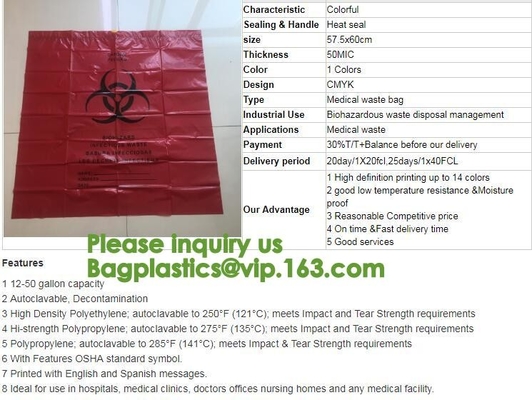 Biologisch afbreekbare Dtrawstring Biohazard doet Medische drawtape, Biologische Gevaarzak, Gele Biohazard-Zak in zakken - Biogevaarafval