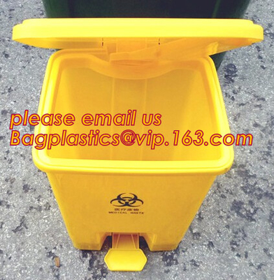 BIOHAZARD AFVALcontainers, PLASTIC OPSLAGdoos, MEDISCHE HULPMIDDELdoos, SCHERPE CONTAINER, VEILIGHEIDSdoos, het Beschikbare Ziekenhuis Bioh