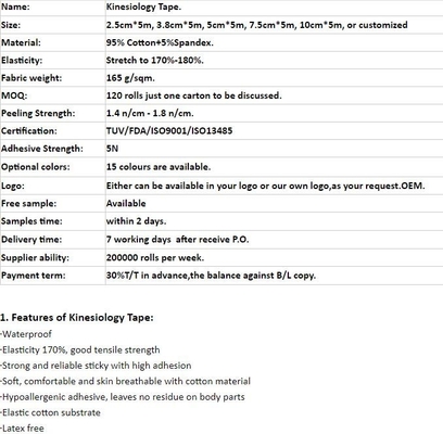 van de de drukkinesiologie van de kinesiologieband tapemedical niet-geweven de orthopedie elastisch zelfklevend die verband voor breuken wordt gebruikt