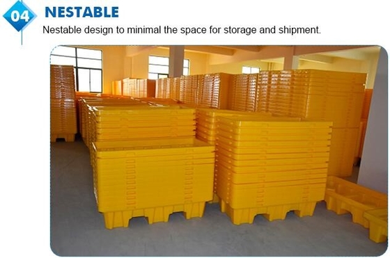 Lichtgewicht tijd plastic pallets voor vervoer en opslag, Op zwaar werk berekende dwarsbodem plastic pallet met 6 agenten