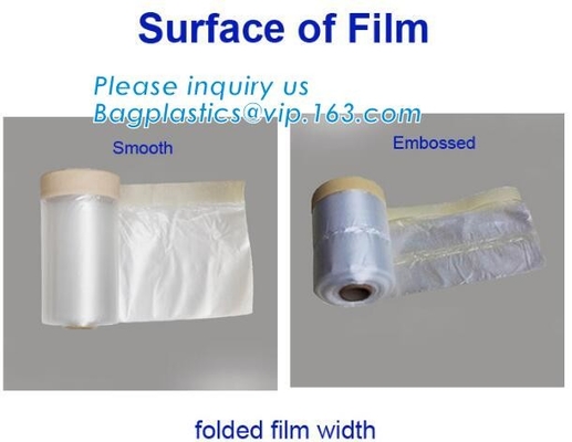 schilderende schilders die film met buleband maskeren, het schilderen gevouwen pre-vastgebonden kern maskerende film, pla van de nevel plastic pre-band