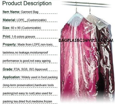 De duidelijke Polyethyleen Zakken van het Chemisch reinigenkledingstuk op Broodjes, Droge schone geperforeerde duidelijke poly plastic kledingstuk/wasserij/kleding