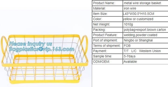 Huisopslag om Gevormd Metaal Mesh Wire Kitchen Basket, stapel die van het de draad rechthoekige plantaardige fruit van het Keukenmetaal de gouden wordt gebruikt