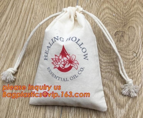 Het winkelen de Katoenen Zak van Drawstring voor Verpakking, de Milieuvriendelijke jute van de kwaliteitsdouane en het katoenen lijn drawstring doet kleine musl in zakken