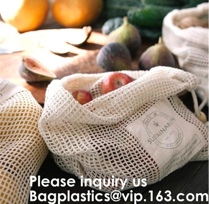 Bulk Goedkoop Winkelend Mesh Cotton Bag voor Vruchten Groentekruidenierswinkel het Winkelen Mesh Net Braided Bags Pure Organisch Katoen Eco