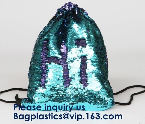Van de de Verkoop Magische Meermin van Amazonië de Hete Zak van het Lovertjedrawstring Omkeerbare, In het groot Polyesterdouane LOGO Sequin, Lovertjes, Paillet