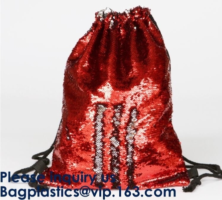 Van de de Verkoop Magische Meermin van Amazonië de Hete Zak van het Lovertjedrawstring Omkeerbare, In het groot Polyesterdouane LOGO Sequin, Lovertjes, Paillet