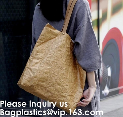 Douane Duurzaam Waterdicht Opnieuw te gebruiken Wasbaar Bruin Tote Paper Tyvek Shopping Bag, Kringloop het Winkelen van Gifttyvek Zak, Bageas